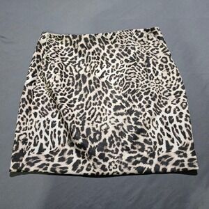 Cabi Leopard Print Mini Skirt Womens 14 Brown Tan Animal‎ Print Stretch 4609